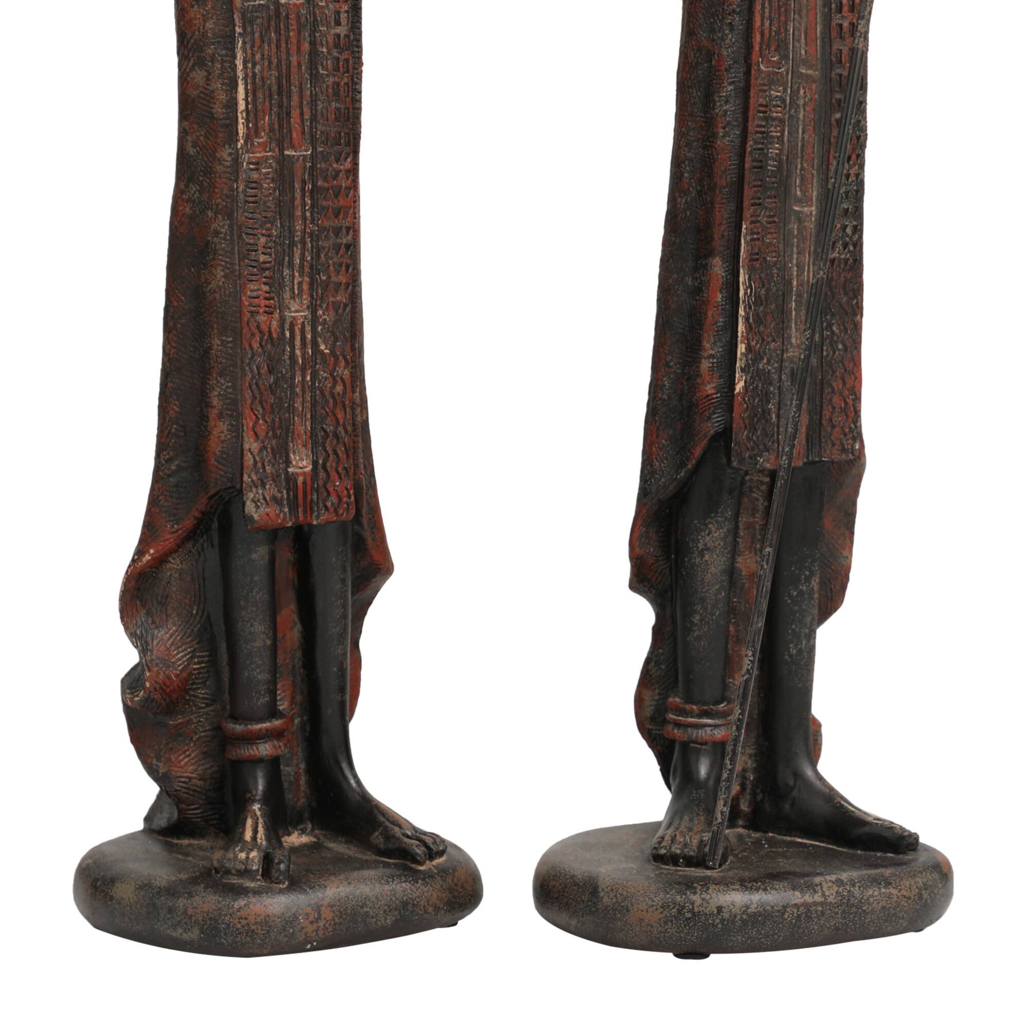 Red Handmade Polystone African Women Inspired Sculpture Set